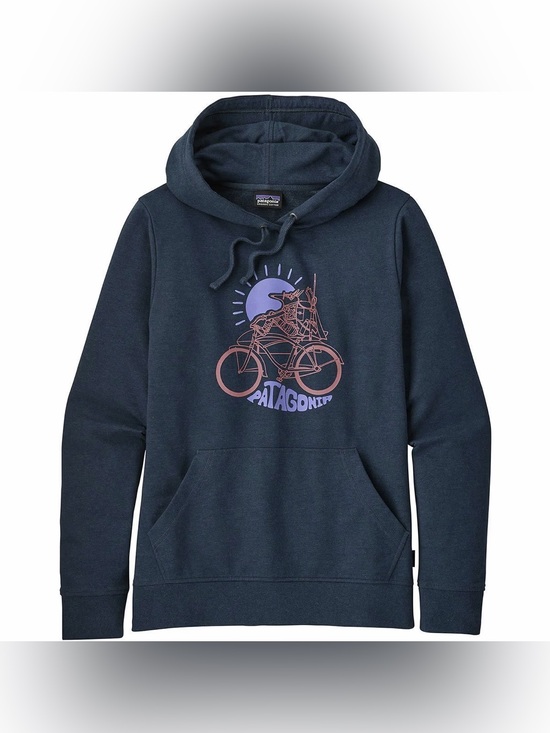 Patagonia Tops - Patagonia | Women’s Fishfox Ahnya Navy Hoodie with Pink Bike